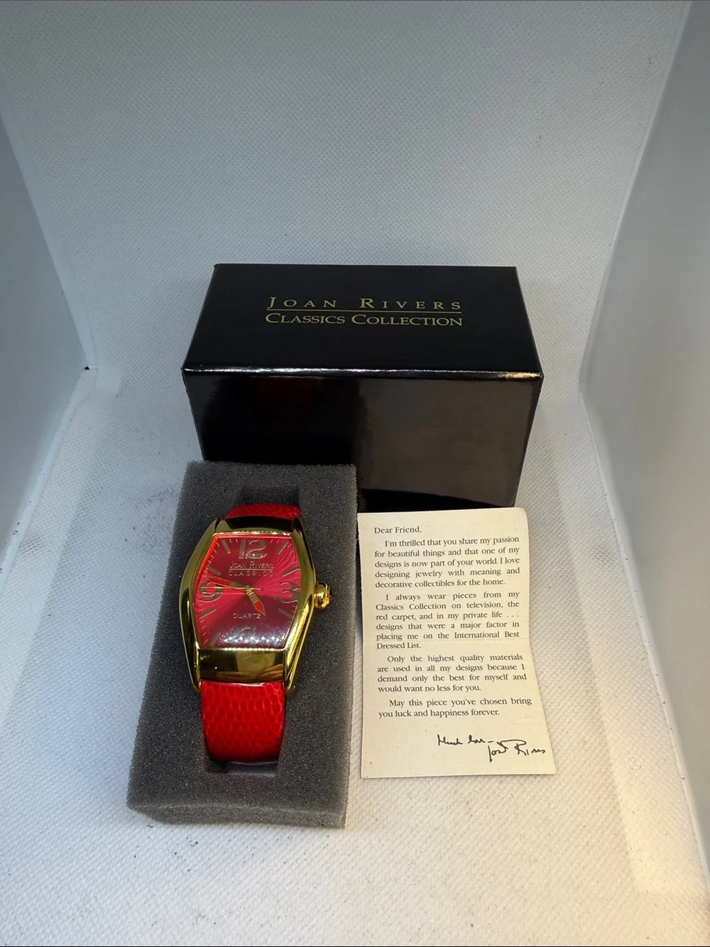 Joan Rivers Watch Classic Collections Red & Gold Size 7-8 Original Box. Working!